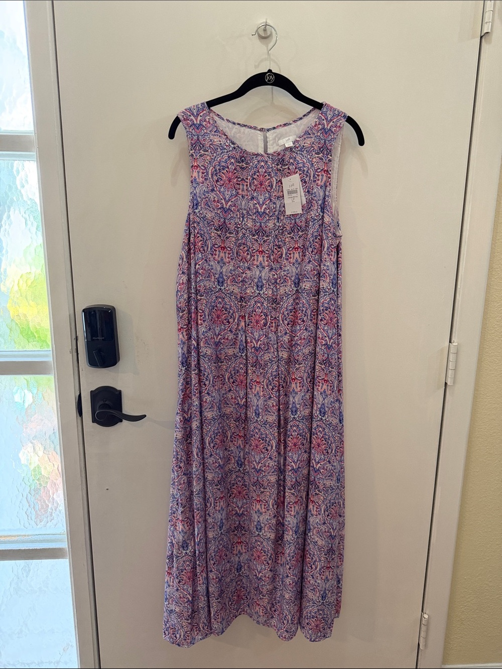 J. Jill Pink and Blue Paisley Sleeveless Maxi Dress PL